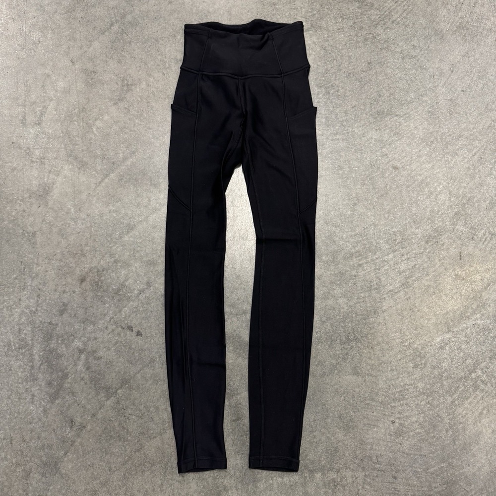 Lululemon Fast and Free High-Rise Tight 28 Fleece Black Size 2 LW5EAXS Yoga